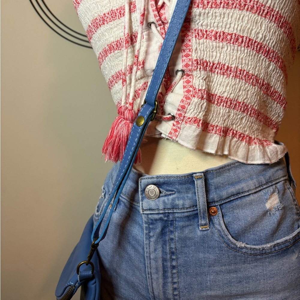 Free People Red & White Top